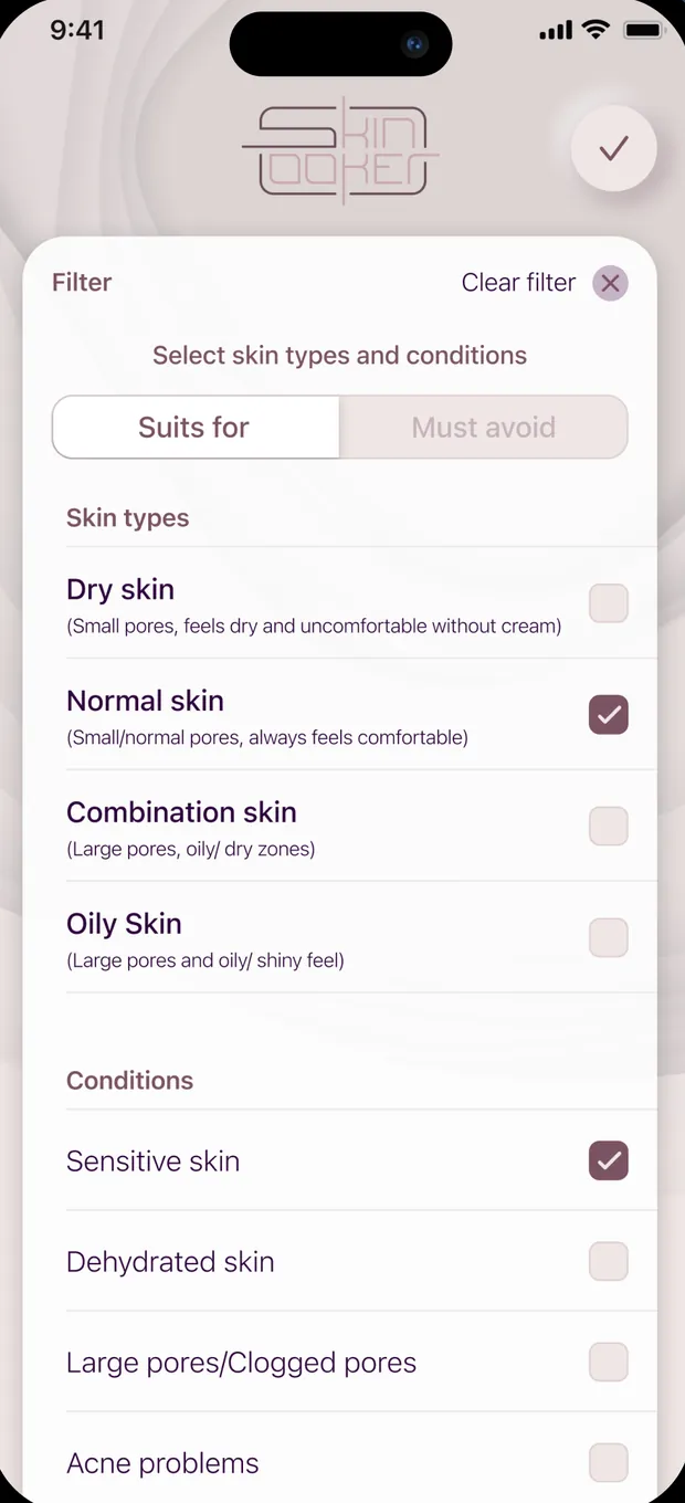 SkinLooker filters